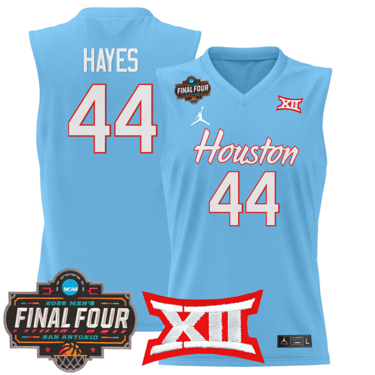 Men Houston Cougars #44 Hayes blue 2025 Final Four Patch NCAA Jersey->more ncaa teams->NCAA Jersey